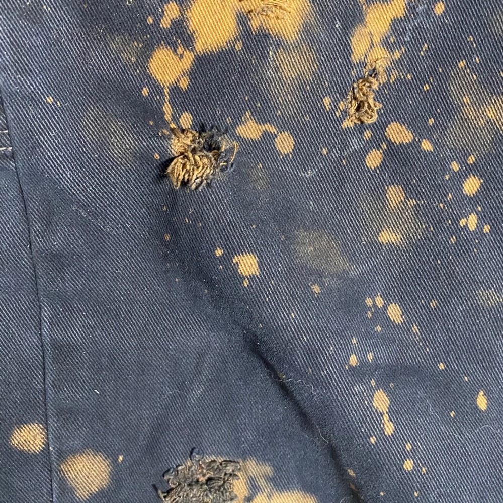 Raw Edge Grunge Y2K Bleach Splatter Distressed Carpenter Jeans Black 34x34 - Picture 4 of 14